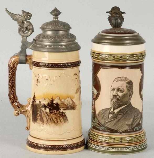 Appraisal: Lot of Half-Liter Mettlach Steins Description Includes one incised Mettlach