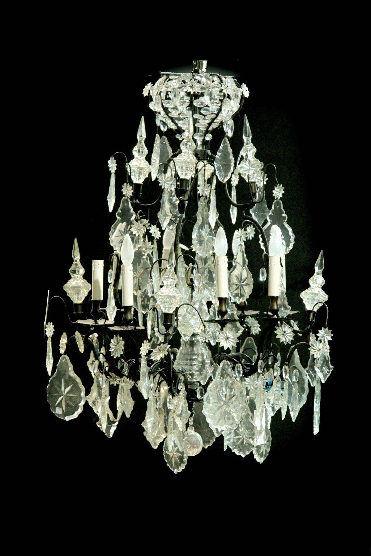 Appraisal: CHANDELIER American th century Cast frame with glass prisms Electrified