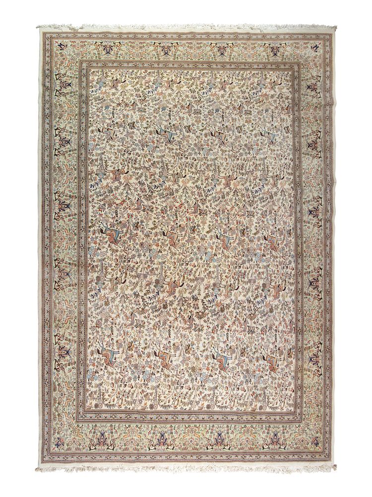 Appraisal: A Persian Wool Pictorial Rug A Persian Wool Pictorial Rug