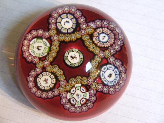 Appraisal: A MILLEFLEUR GLASS PAPERWEIGHT decorated stamens signed with the letter