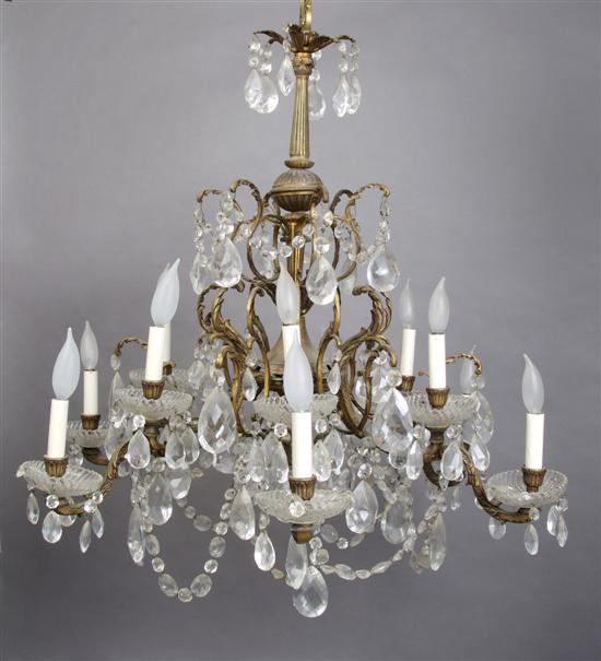 Appraisal: A Baluster Form Twelve-Light Chandelier Height inches