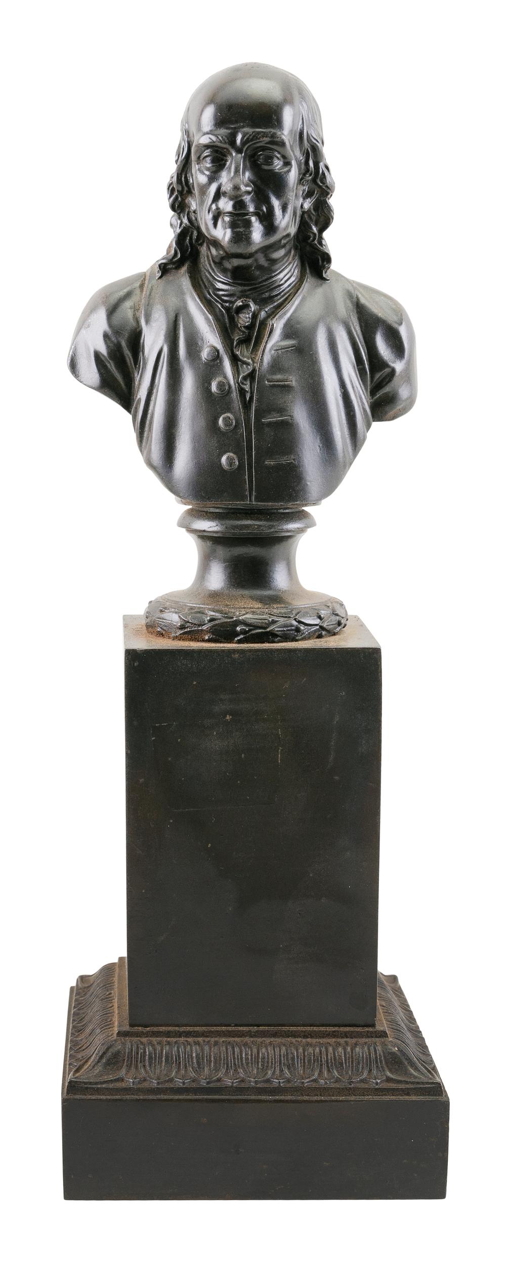 Appraisal: BRONZE BUST OF BENJAMIN FRANKLIN TH CENTURY HEIGHT BRONZE BUST