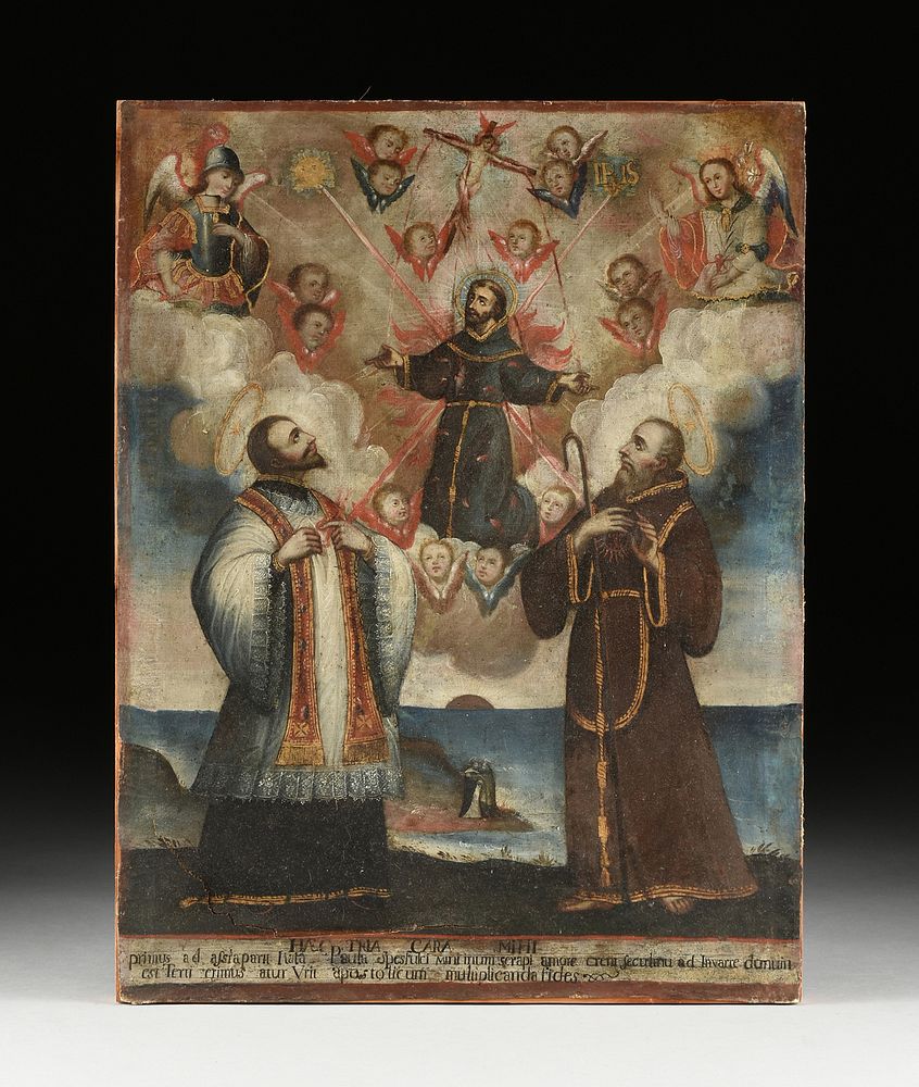 Appraisal: AN EX VOTO PAINTING St Francis of Paola and St