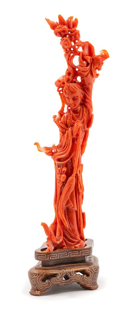 Appraisal: A Red Coral Figure of a Female Immortal Height x