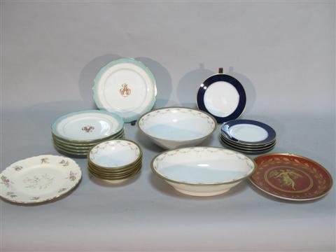 Appraisal: GROUP OF CONTINENTAL PORCELAIN Including six Limoges turquoise ground dessert