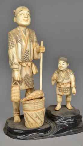 Appraisal: A Fine Japanese Ivory Okimono GroupProbably Meji period finely carved