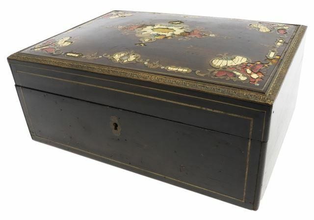 Appraisal: French Napoleon III writing documents box th c hinged top