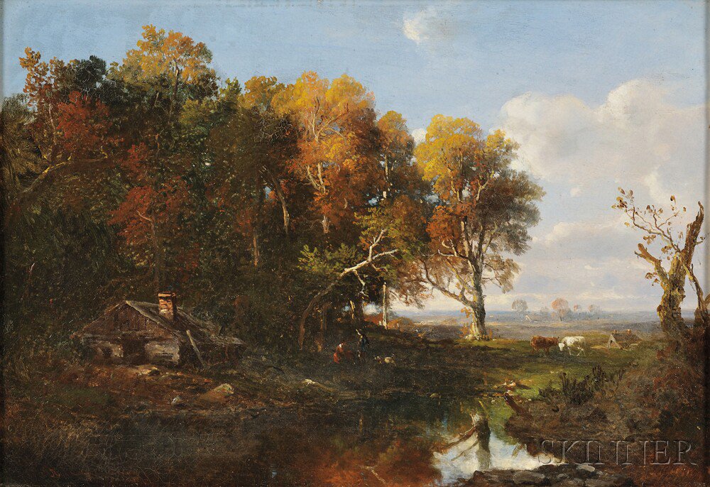 Appraisal: R gis Fran ois Gignoux French - Autumn Landscape with