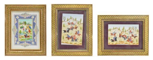 Appraisal: lot of Persian figural paintings on bone each centered in