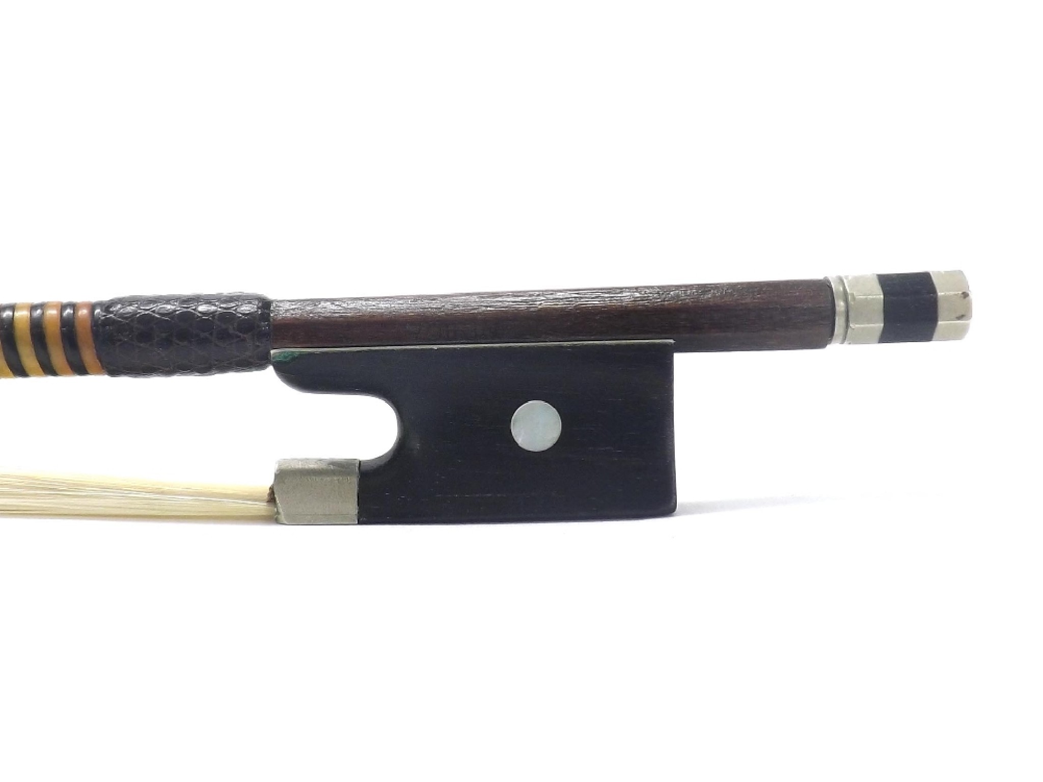 Appraisal: Old nickel mounted violin bow stamped Voirin gm