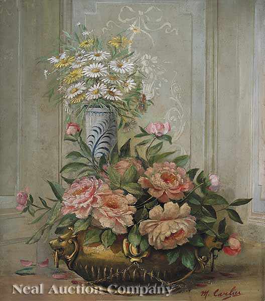 Appraisal: Modeste Max Carlier Belgian - Still Life of Daisies and