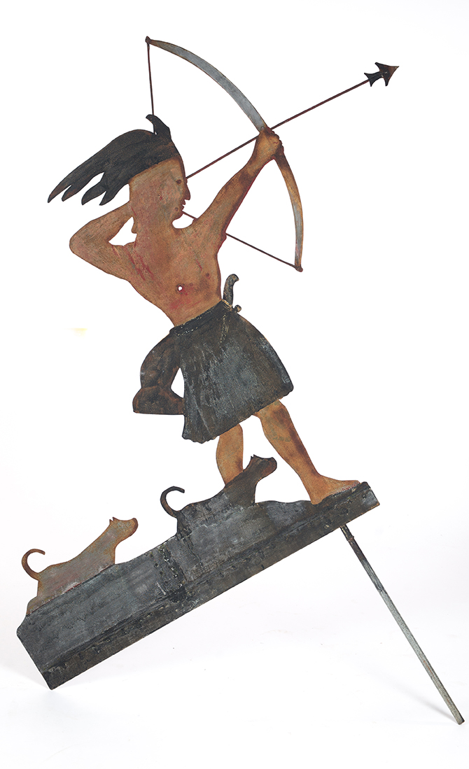 Appraisal: AMERICAN INDIAN WEATHERVANE Late th-early th century Large sheet iron