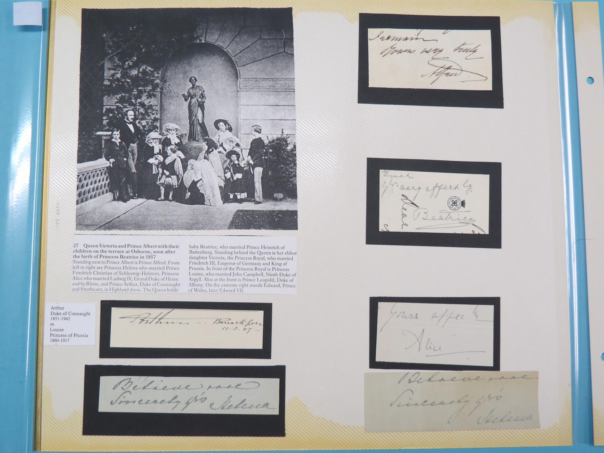 Appraisal: Children of Queen Victoria - eight signatures and two letters