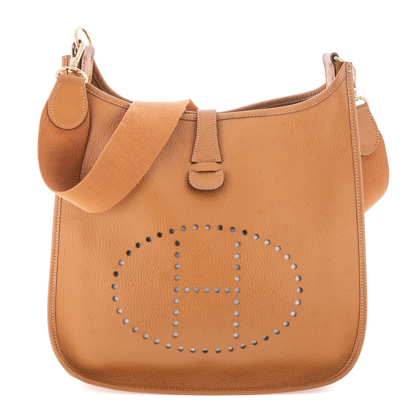 Appraisal: AN HERMES CLEMENCE EVELYNE I A brown Clemence leather Hermes