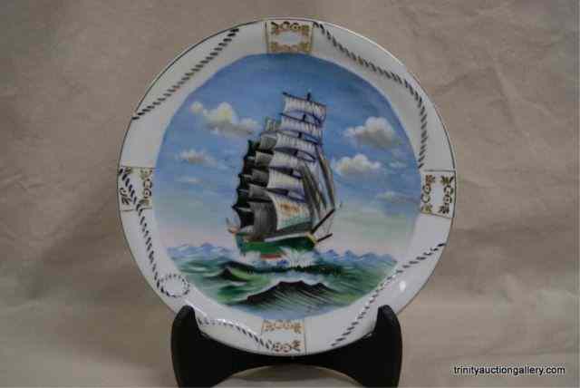 Appraisal: Hand Painted Artist Signed Sailing Ship PlateThis is a very