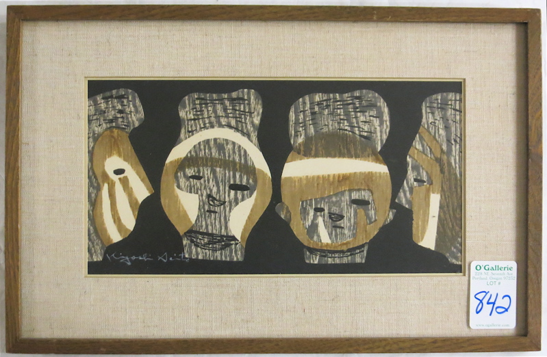 Appraisal: KIYOSHI SAITO - Japan MODERNIST JAPANESE WOODBLOCK PRINT ''Haniwa'' ''