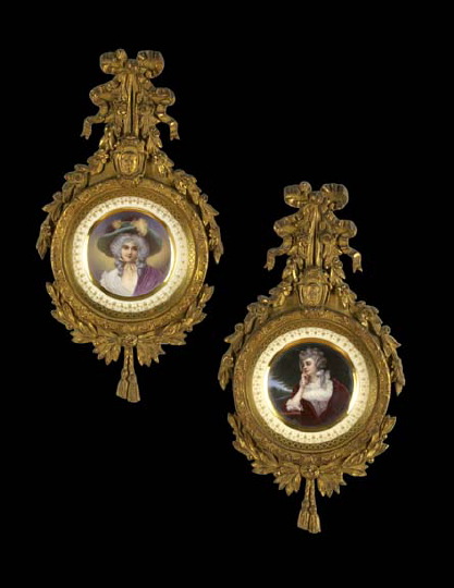 Appraisal: Pair of English Richly Gilded And Polychromed Porcelain Cabinet Plates