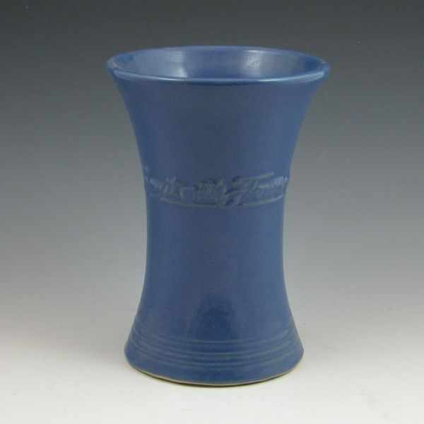 Appraisal: Robinson Ransbottom blue corset florist's vase with the phrase ''Say