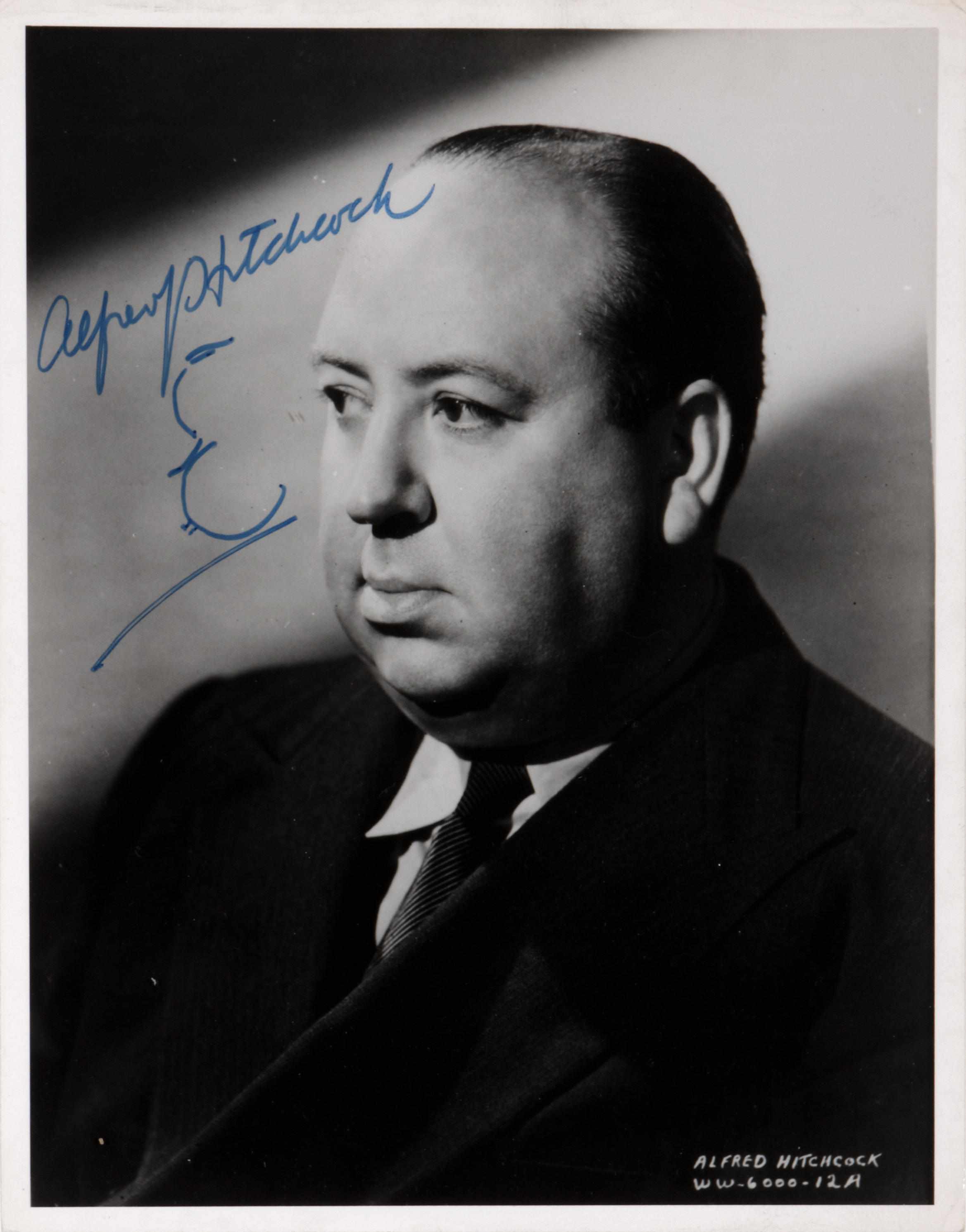 Appraisal: HITCHCOCK ALFRED Photographs Signed ''Alfred Hitchcock'' two by inch silver