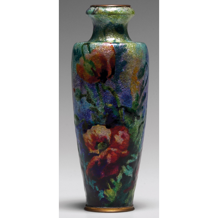 Appraisal: Limoges vase tapered and shouldered shape with a colorful poppy