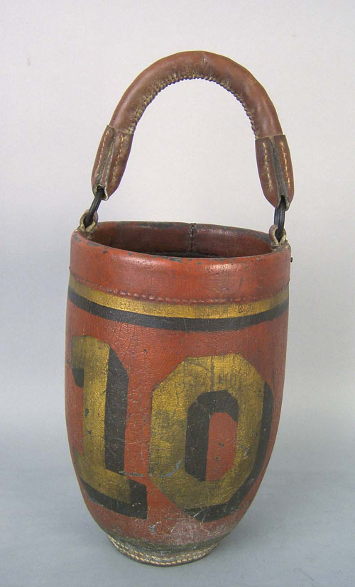 Appraisal: Red painted number fire bucket th c h