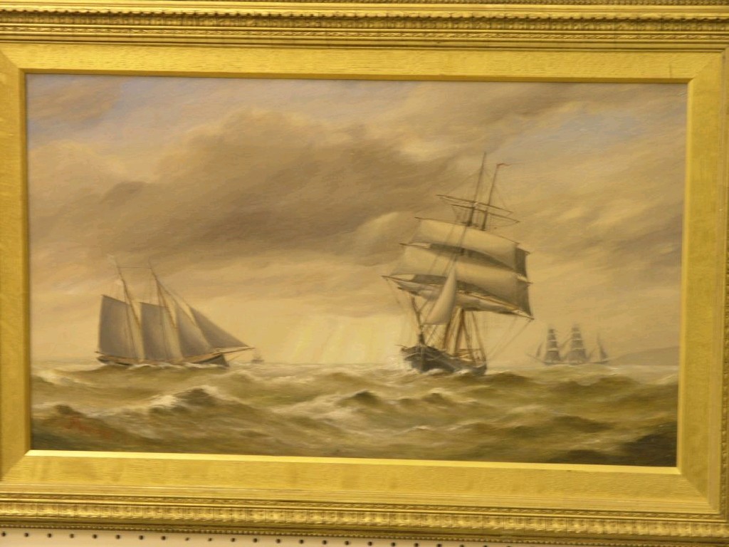 Appraisal: F J Aldridge - oil on board four sailing boats