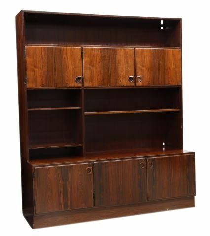 Appraisal: Danish mid-century modern rosewood bookcase c s having four adjustable