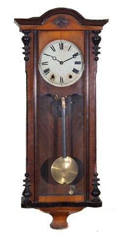 Appraisal: A WALNUT VIENNA REGULATOR TYPE WALL CLOCK with break arch