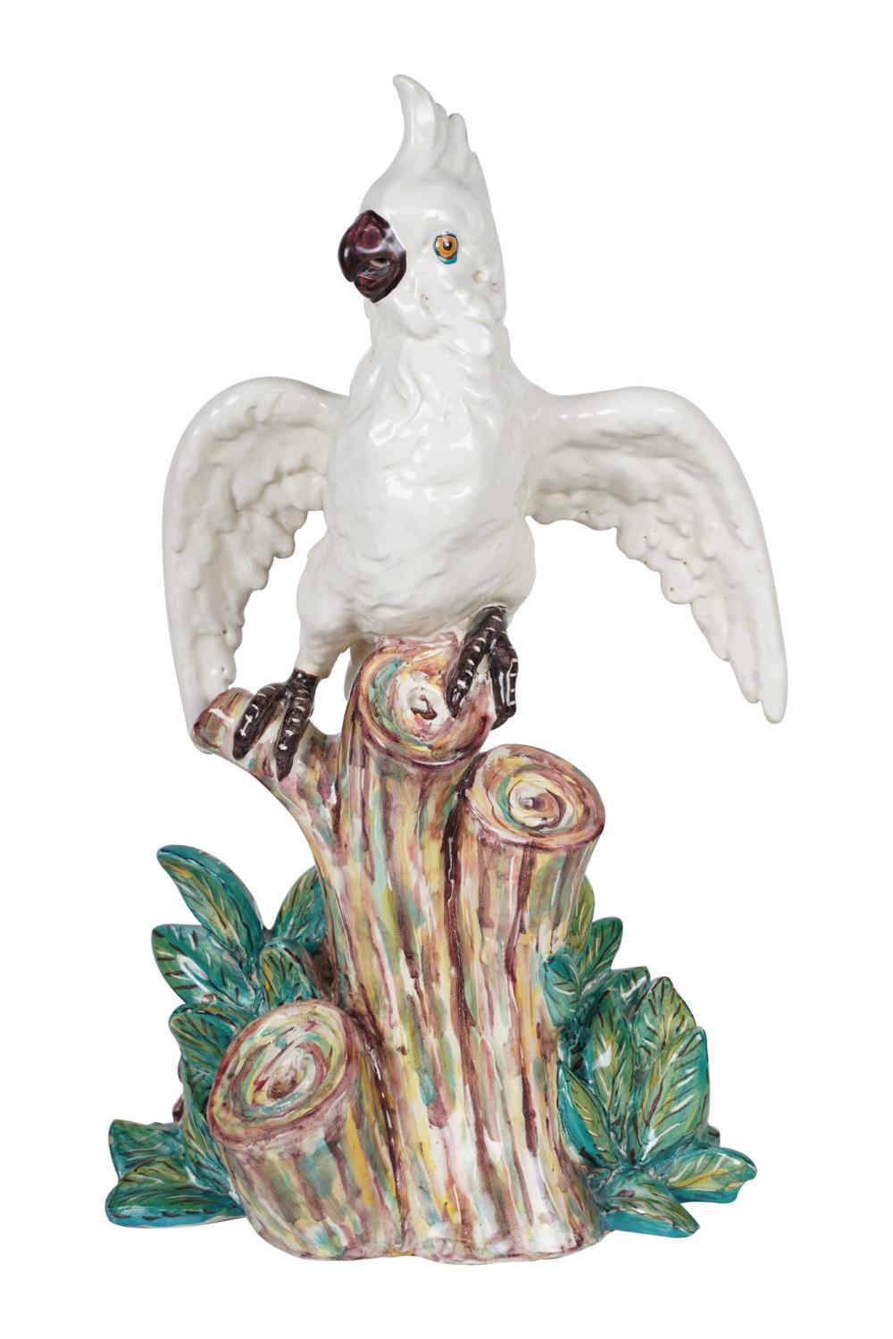 Appraisal: LARGE FAIENCE PORCELAIN COCKATOO inches high Condition