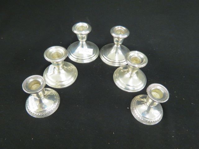 Appraisal: Pair of Sterling Silver Low Candlesticks weighted to