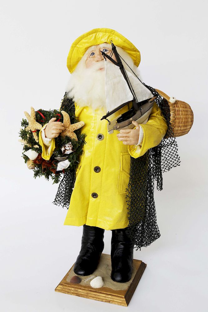 Appraisal: Santa Claus Fisherman in Yellow Slicker with Fishing Net and