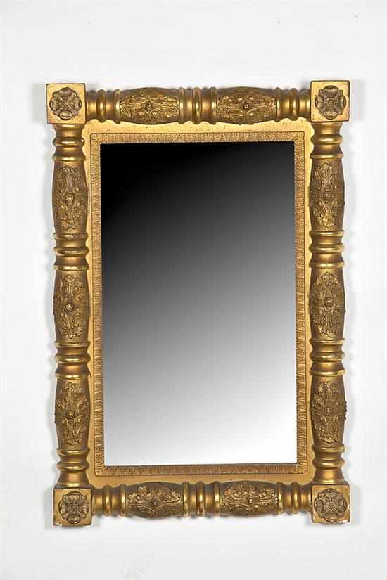 Appraisal: Classical giltwood overmantel mirror circa split baluster frame with applied