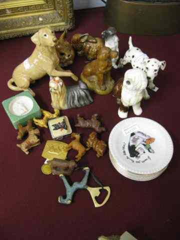 Appraisal: pc Collection of Dog Rabbit Figurines carvings medal dishes