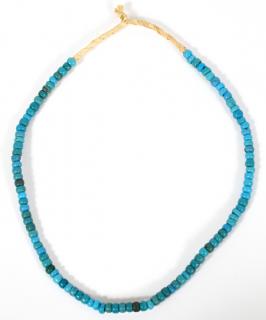 Appraisal: AMERICAN INDIAN BLUE GLASS BEAD NECKLACE AMERICAN INDIAN BLUE GLASS