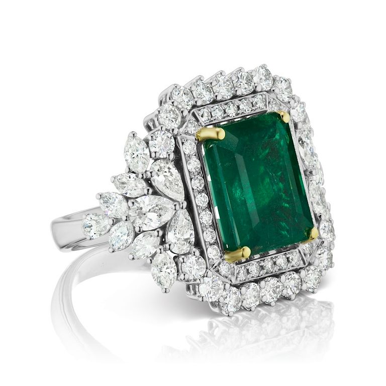 Appraisal: EMERALD AND DIAMOND RING Item Setting K W Color Weight