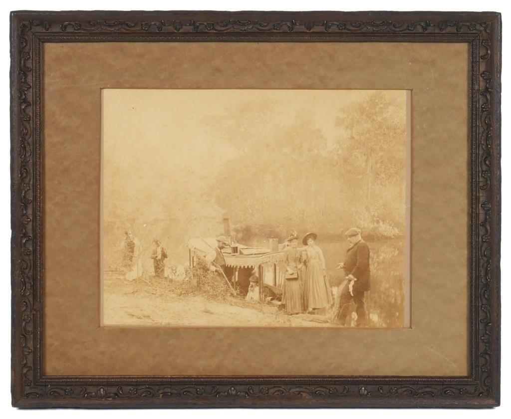 Appraisal: This great albumen photograph shows the lunch stop of a