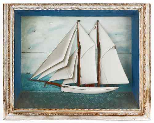 Appraisal: Painted diorama of a clipper ship ca h w