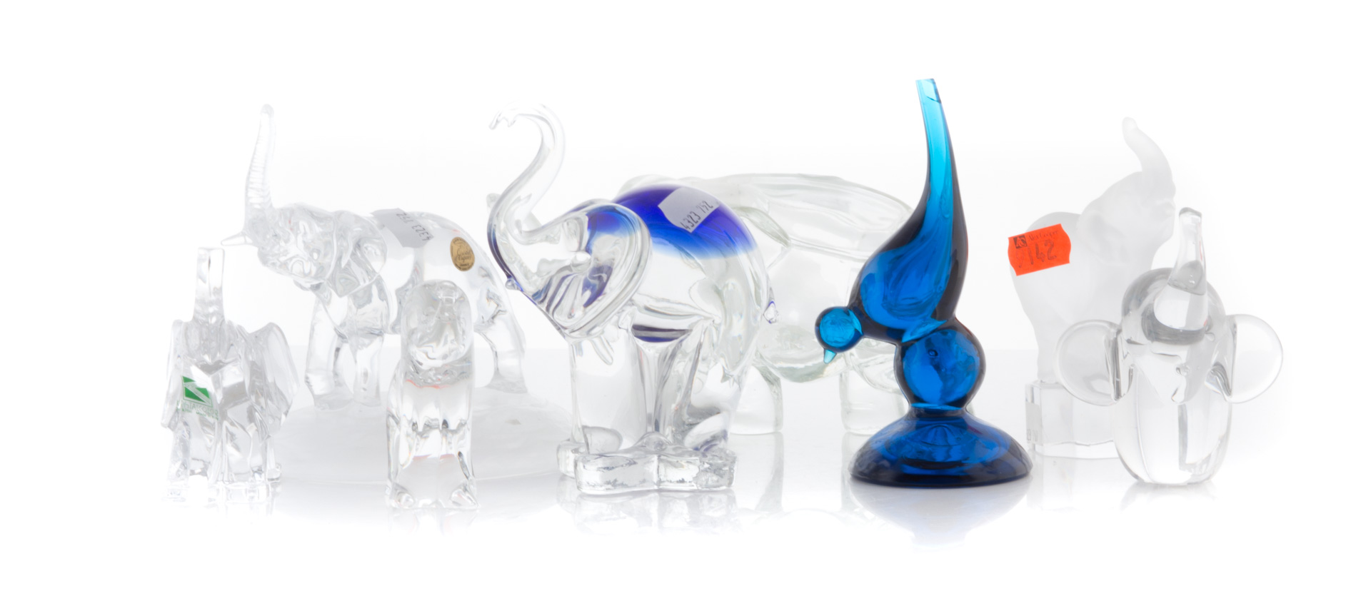 Appraisal: Assorted glass elephants and a bird