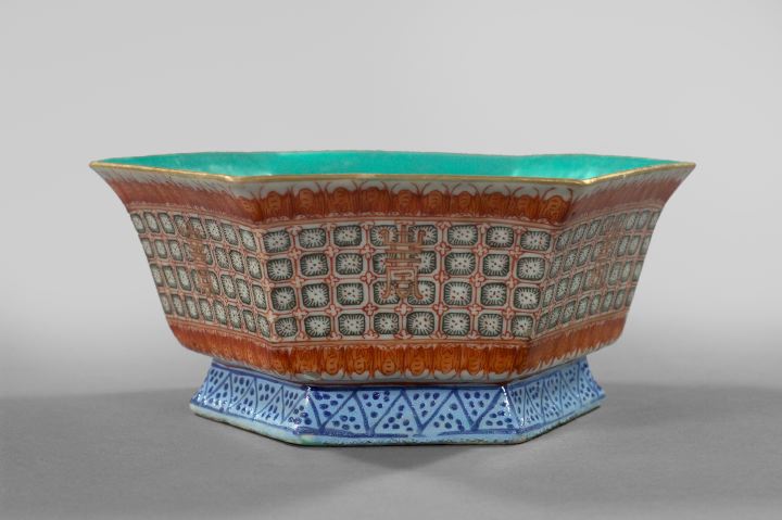 Appraisal: Kuang Hsu Hexagonal Porcelain Bowl fourth quarter th century decorated