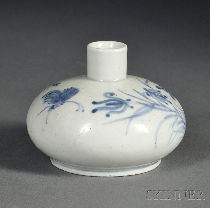 Appraisal: Porcelain Oil Bottle Korea th century stylized pomegranate shape with