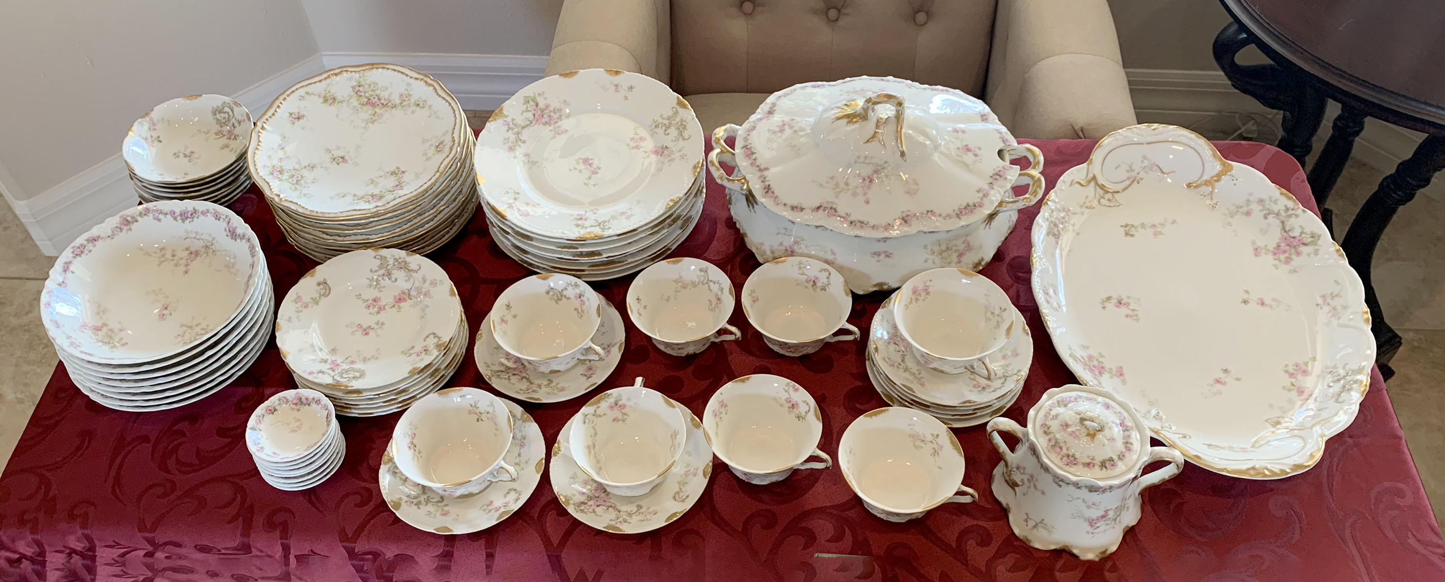 Appraisal: THEODORE HAVILAND LIMOGES CHINA Comprising - Cups Saucers - ''