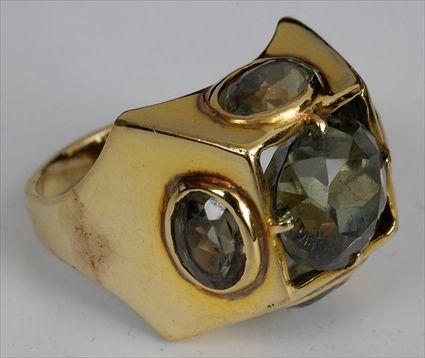 Appraisal: GOLD RING SET WITH COLORED STONES Size Provenance Property from