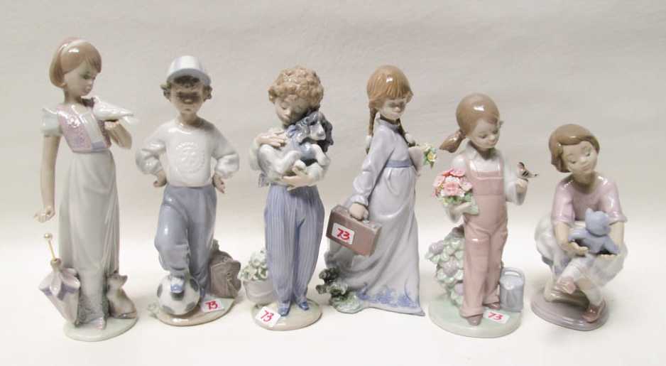 Appraisal: SIX LLADRO PORCELAIN FIGURINES Best Friend retired Starting Forward retired