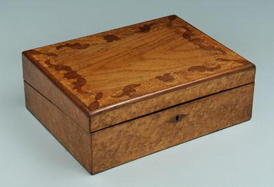 Appraisal: Inlaid lap desk top with mahogany and figured maple border