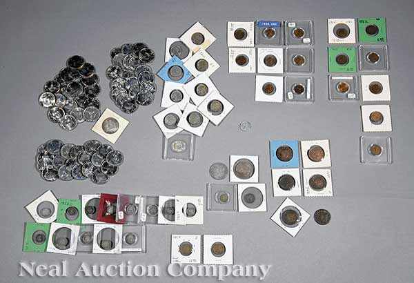 Appraisal: A Large Group of American Coins including two half-dollars an