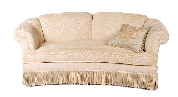 Appraisal: A contemporary floral damask upholstered settee height in width in