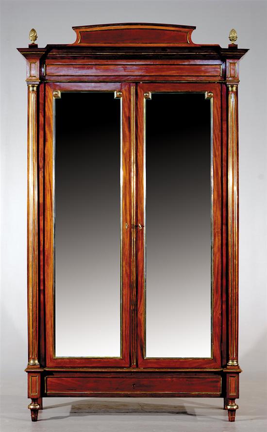 Appraisal: Louis XVI style mahogany and bronze-mounted clothespress last quarter th