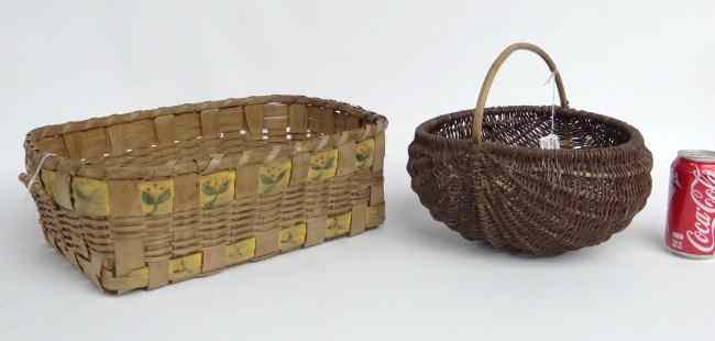 Appraisal: Lot two early baskets including Northeast Indian with potato stamp