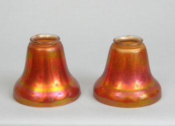 Appraisal: A Pair of Marigold Art Glass Shades Manufactured by Nuart