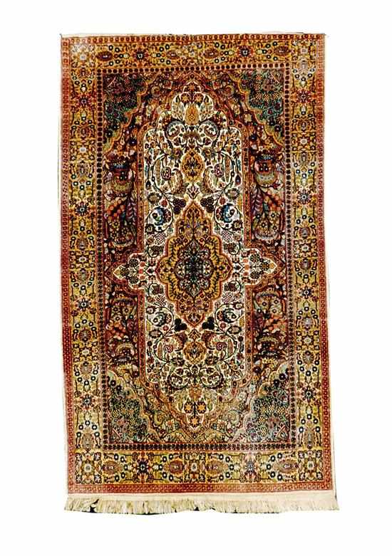 Appraisal: Fine silk Tabriz carpet ' '' x ' '' Provenance